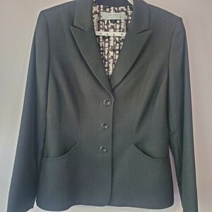 Tahari Arthur S Levine Dark Gray Women's Blazer Sz 8 Office Siren Neutral Preppy